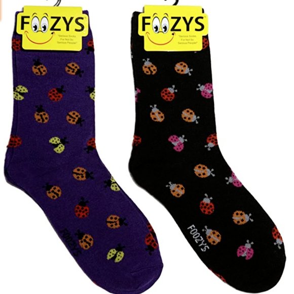 Foozys Accessories - Ladybug Beetle Bug Insect Fly Aphids Luck Animal 2 Pairs Foozys Women's Socks